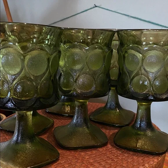 Noritake (C) Vintage Spotlight avocado olive green goblets - Set of Six (Set C) - Picture 8 of 10
